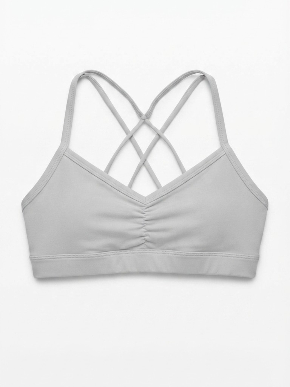 ALO Yoga Light Blue Strappy V-Neck Sports Bra